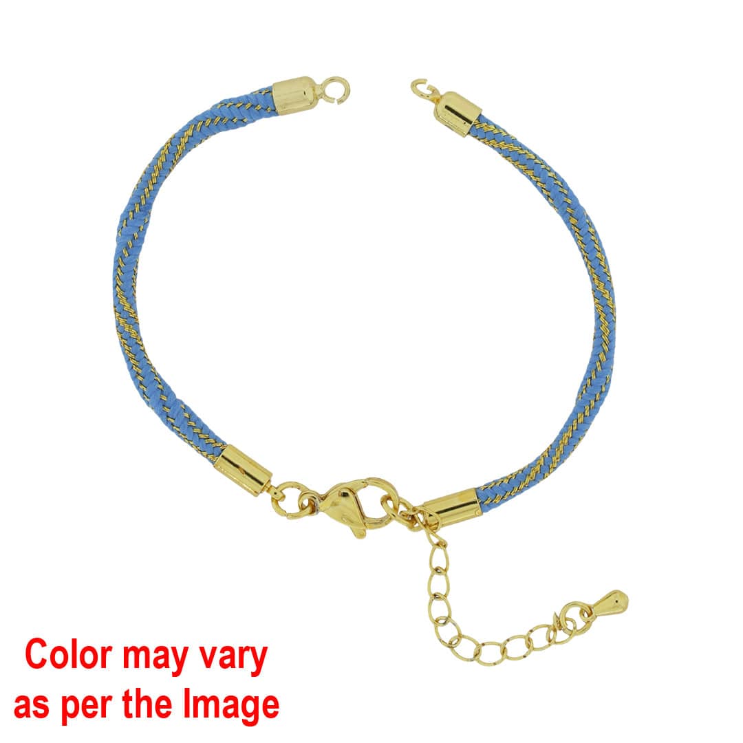 Crafteria Blue Colour And Gold Rope Bracelet With Adjustable Clasp