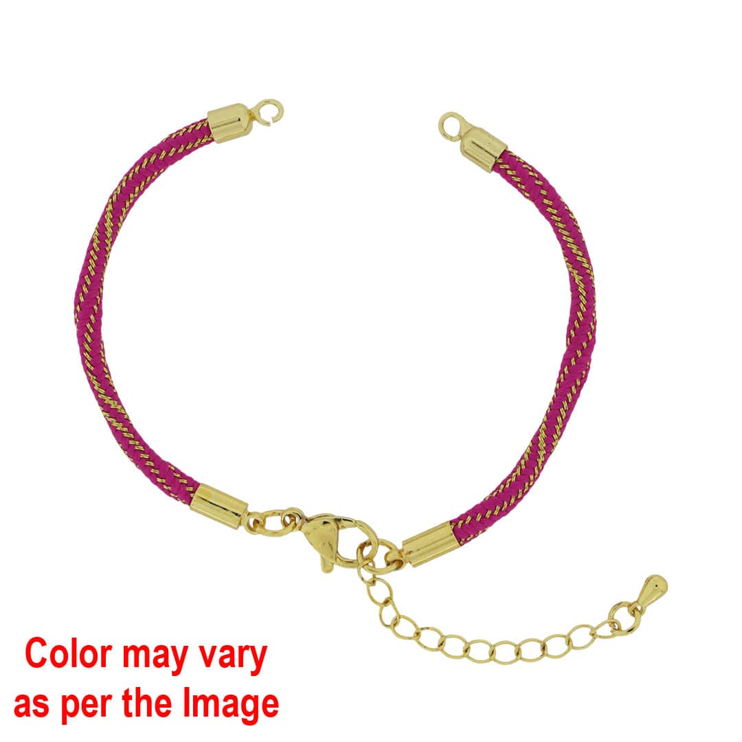 Crafteria Magenta Colour And Gold Rope Bracelet With Adjustable Clasp