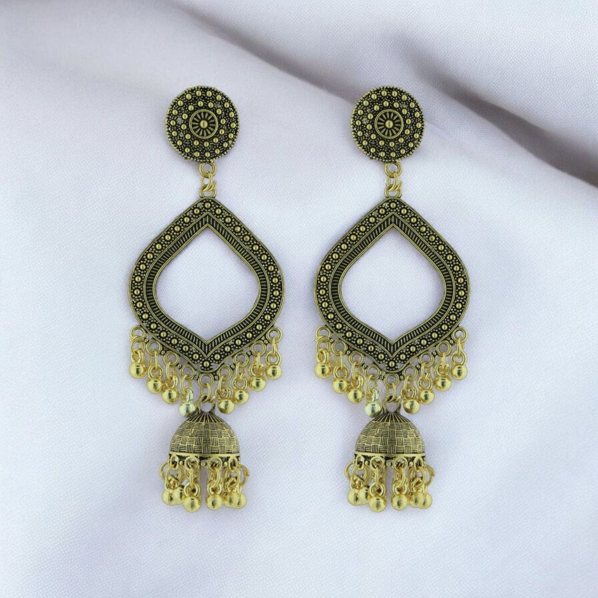 Crafteria Oxidized Gold Jhumka Design 9