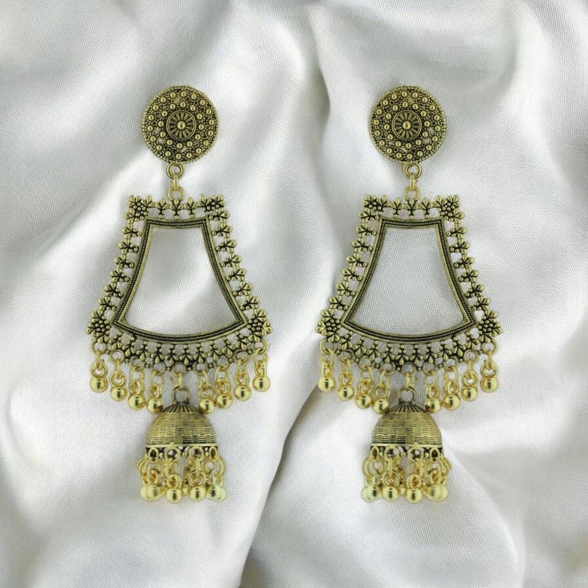 Crafteria Oxidized Gold Jhumka Design 10