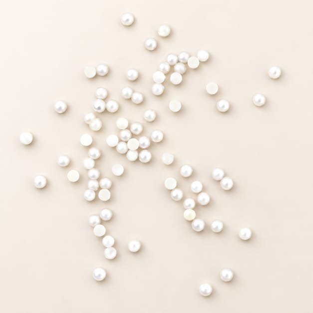 3MM White Half Pearl Moti – Small Round Flat Back Pearl Embellishments for DIY Craft & Decoration | Pack of Approx. 25 GM MT0301