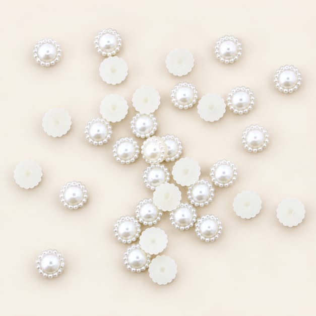 8MM White Half Pearl Cabochon Embellishments – Premium Pearl Finish | DIY Craft & Decoration | Pack of Approx. 25 GM MT0801