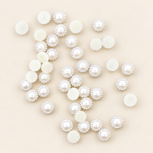 8MM Cream Beaded Border Half Pearl Moti – Decorative Pearl Embellishment for DIY Craft, Jewellery & Accessories | Pack of Approx. 25 GM MTS0801