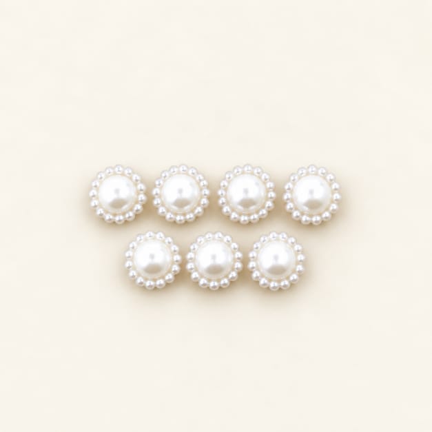 8MM Cream Beaded Border Half Pearl Moti – Decorative Pearl Embellishment for DIY Craft, Jewellery & Accessories | Pack of Approx. 25 GM MTS0801