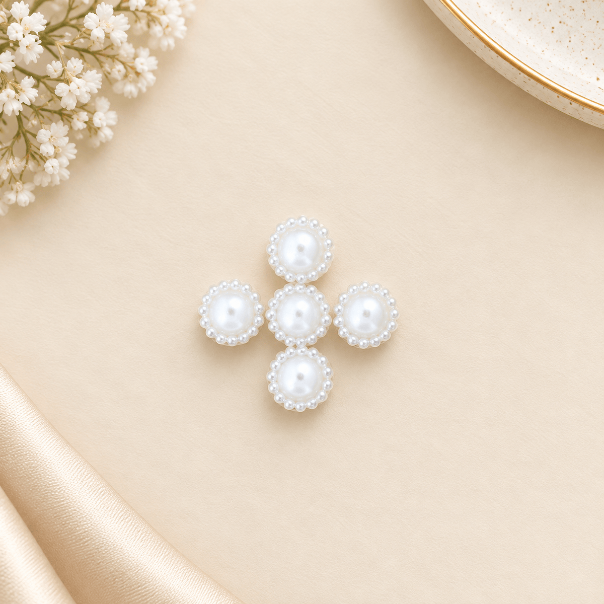10MM White Beaded Border Moti – Decorative Pearl Embellishment for DIY Craft, Jewellery & Accessories | Pack of Approx. 25 GM MTS1001