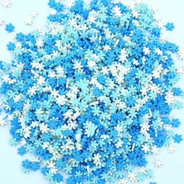 Snowflakes White & Blue Shape Polymer Chips PCH25008