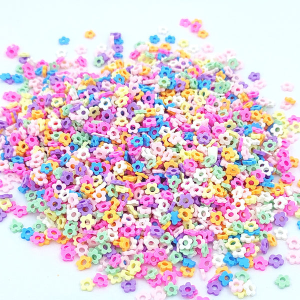Flower With Center Hole Mix Colour Shape Polymer Chips PCH25022