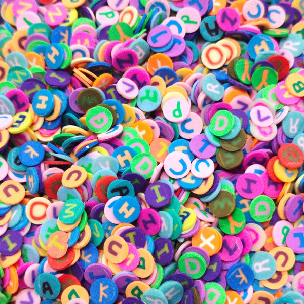 Round Alphabet Shape Polymer Chips PCH25105