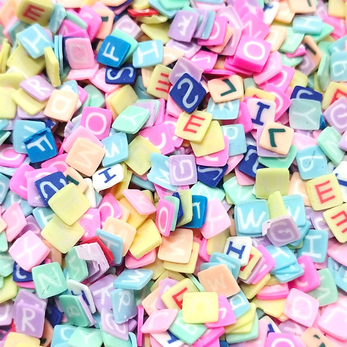 Square Alphabet Shape Polymer Chips PCH25107