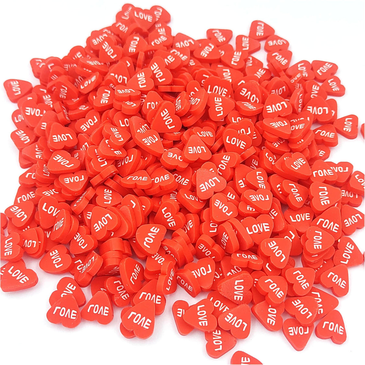 Heart Shape With Love Text Big Polymer Chips PCH25302
