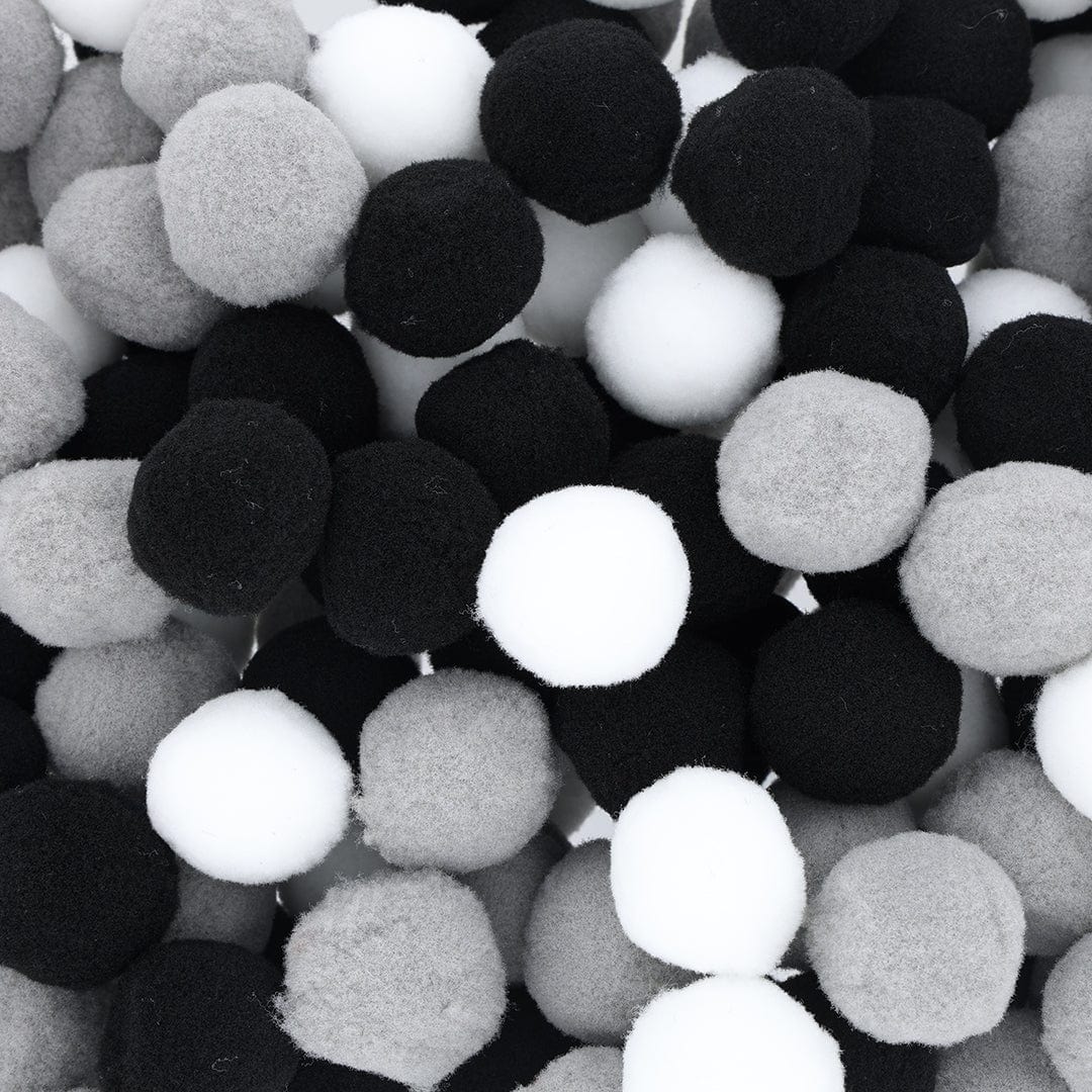 Crafteria Black & White Monochrome 3 Cm Pom Pom Heavy