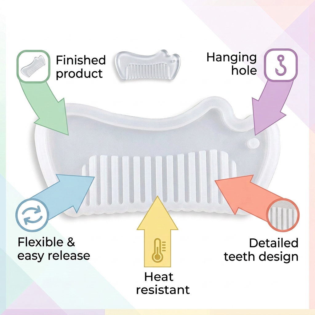 5" Designer Keychain Comb Handmade Mould RI02205