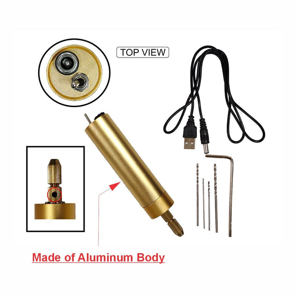 USB-Powered Electric Mini Drill Machine With 4 Bits & Allen Key RI04006