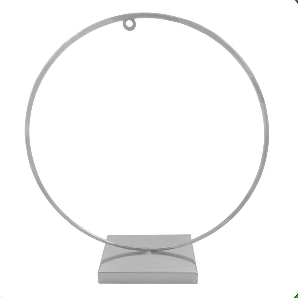 12" Silver Round Frame Hanger Metal Stand