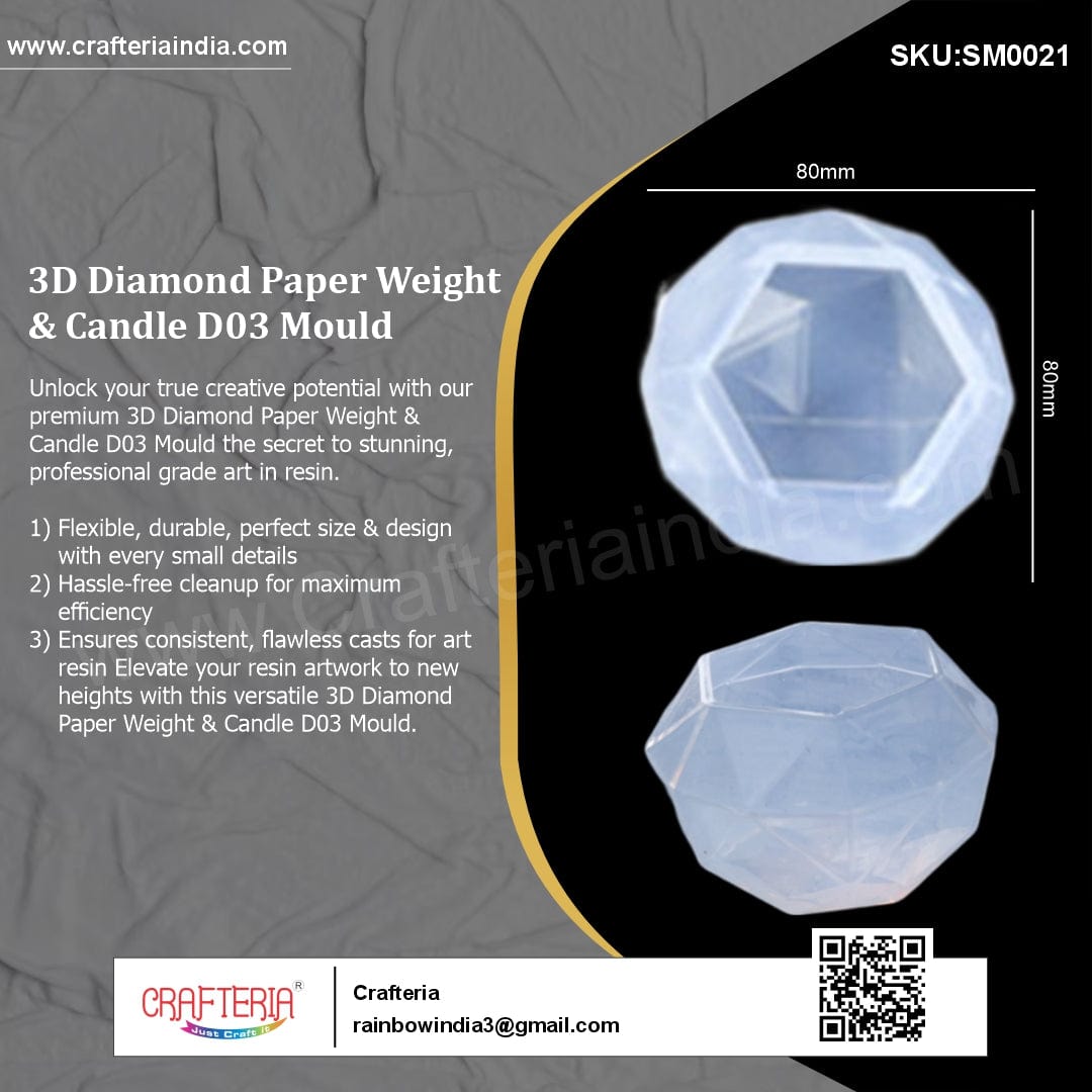 My Store Silicon Mould 3D Diamond Paper Weight & Candle D03 Mould