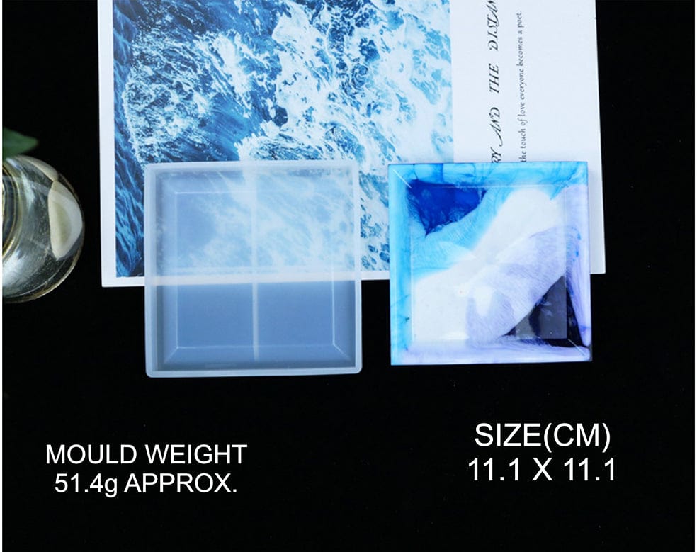 My Store Silicon Mould SQUARE COASTER WITH ANGULAR BORDER MOULD