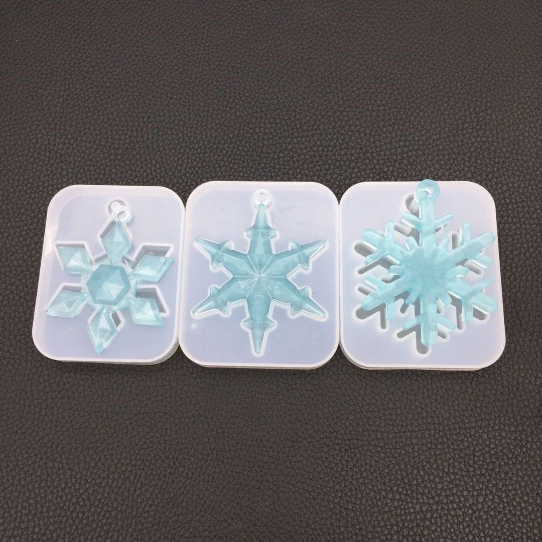 Crafteria Silicon Mould 3 Cavity Snowflakes Pendant & Keychain Mould