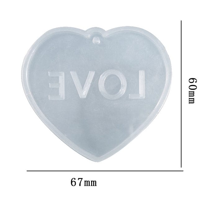 My Store Silicon Mould Heart Shape With Love Writing Keychain & Pendant Mould