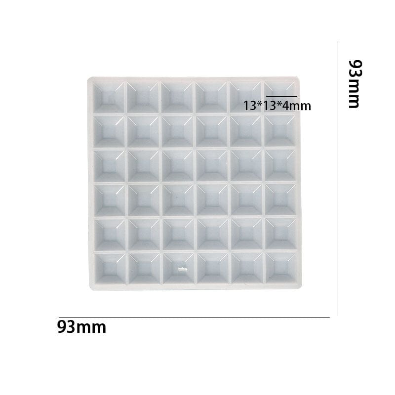 My Store Silicon Mould 36 Cavity Square Diamond Mosaic Mould For Recasting & Lippan Art