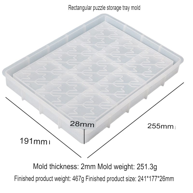 My Store Silicon Mould Rectangle Puzzle Design Storage Tray Mould