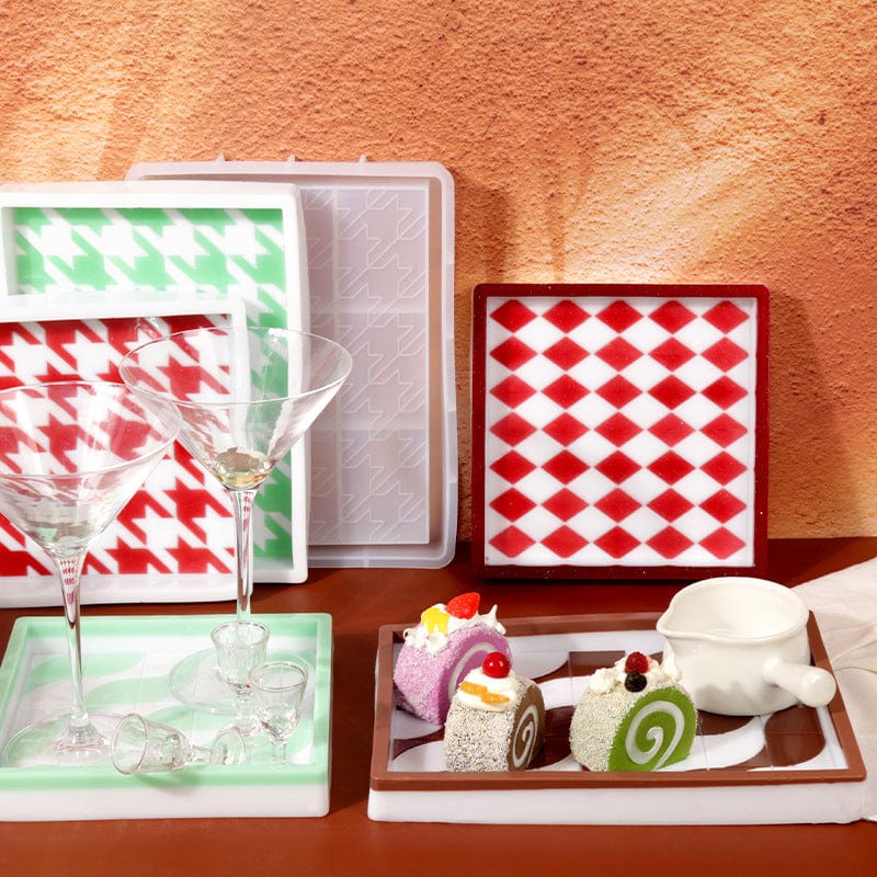 My Store Silicon Mould Square Wave Design Storage Tray Mould