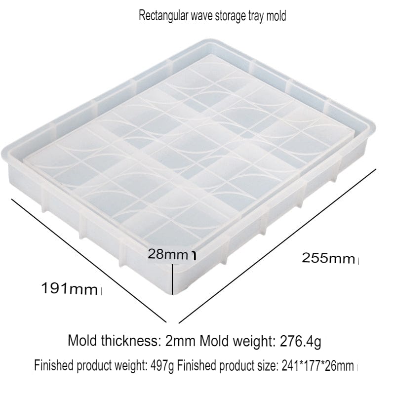 My Store Silicon Mould Rectangle Wave Design Storage Tray Mould