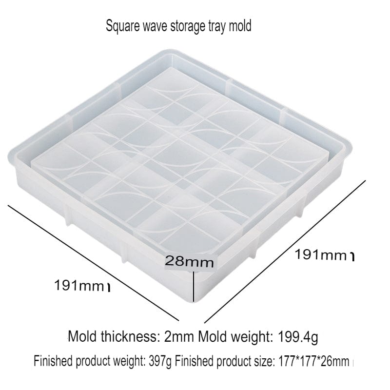 My Store Silicon Mould Square Wave Design Storage Tray Mould