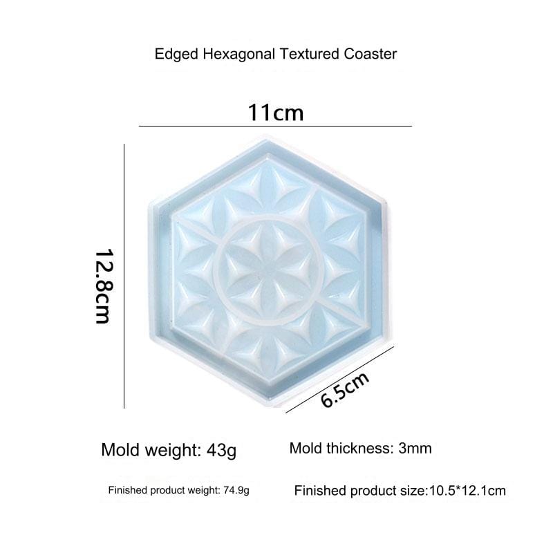 My Store Silicon Mould Hexagon Textured Coaster With Boundry Mould