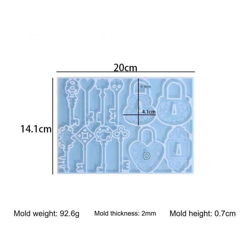 My Store Silicon Mould 12 Cavity Lock & Key Pendant & Keychain Mould