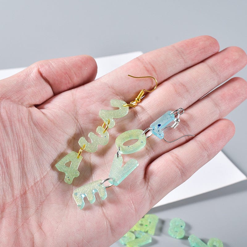 My Store Silicon Mould Small Abcd Alphabet & Num. 2 Hole  Keychain Mould