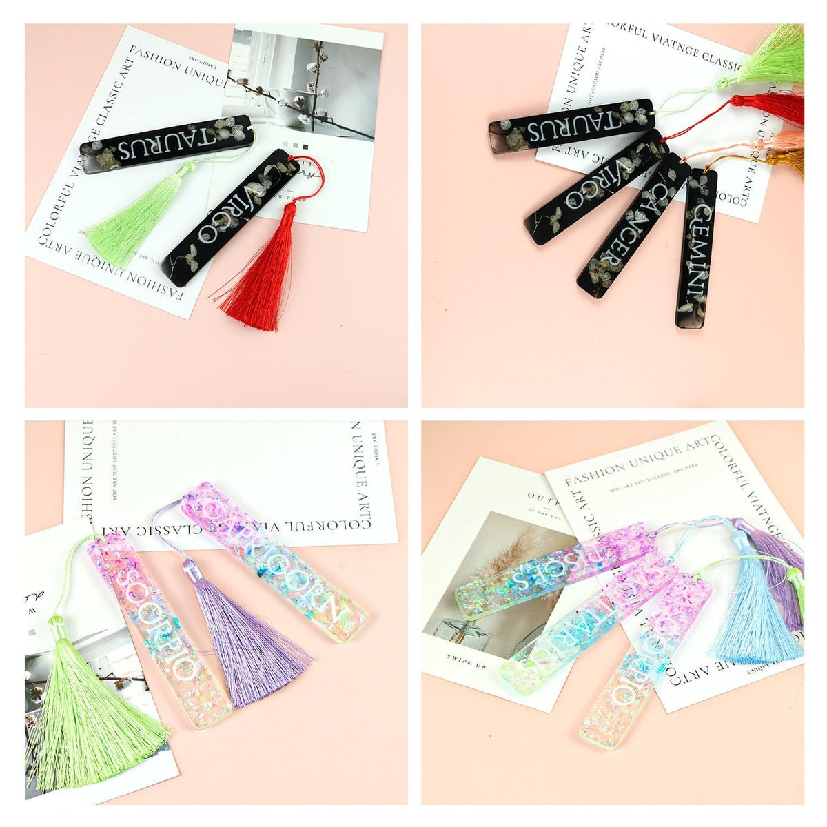 My Store Silicon Mould Set Of 2 (Total 12 Cavity) Zodiac Sign Book Mark Mould