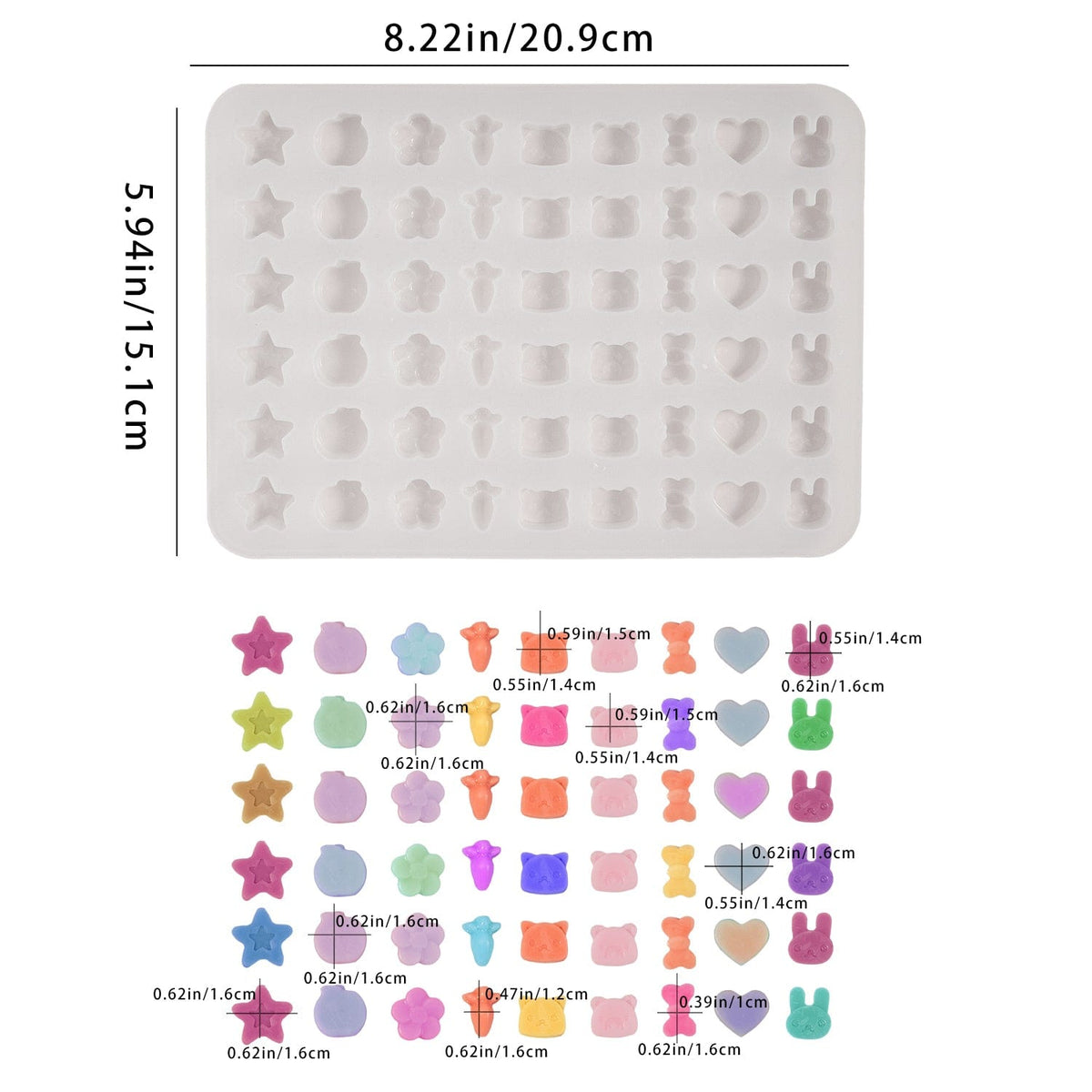 My Store Silicon Mould 54 Cavity Mix Miniature Candy Mould