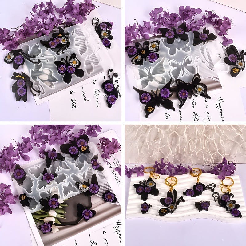 My Store Silicon Mould 28 Cavity Letter Butterfly Keychain & Pendant Mould