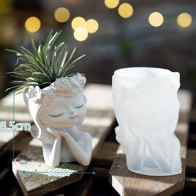 My Store Silicon Mould Girl Sleeping On Hand Shape Planter Pot Mould