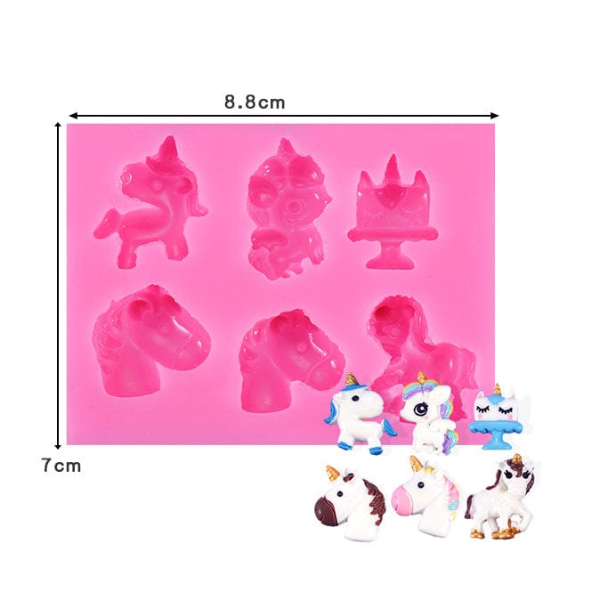 My Store Silicon Mould 6 Cavity 3D Unicorn theme Mould