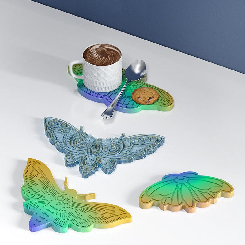 My Store Silicon Mould 4 Cavity Butterfly Emboss Design Coaster Mould