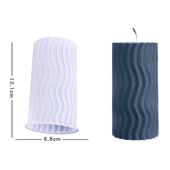 My Store Silicon Mould 3D Cylinder Stripe Wave Candle Mould