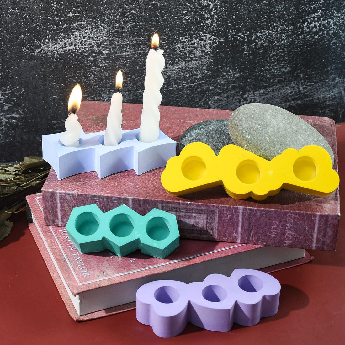 3 Hole Hexagon Candle Holder Mould SM0881