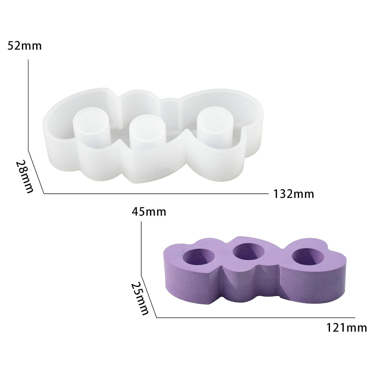 My Store Silicon Mould 3 Hole Heart Candle Holder Mould