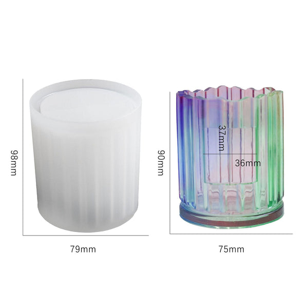 Striped Cylindrical Pen Holder Mould SM0887