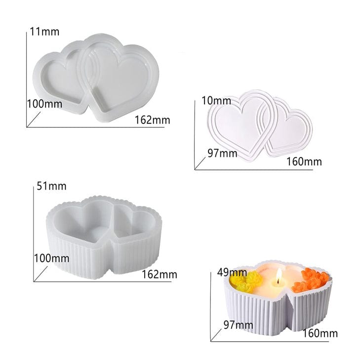 My Store Silicon Mould Double Heart Storage Box Mould