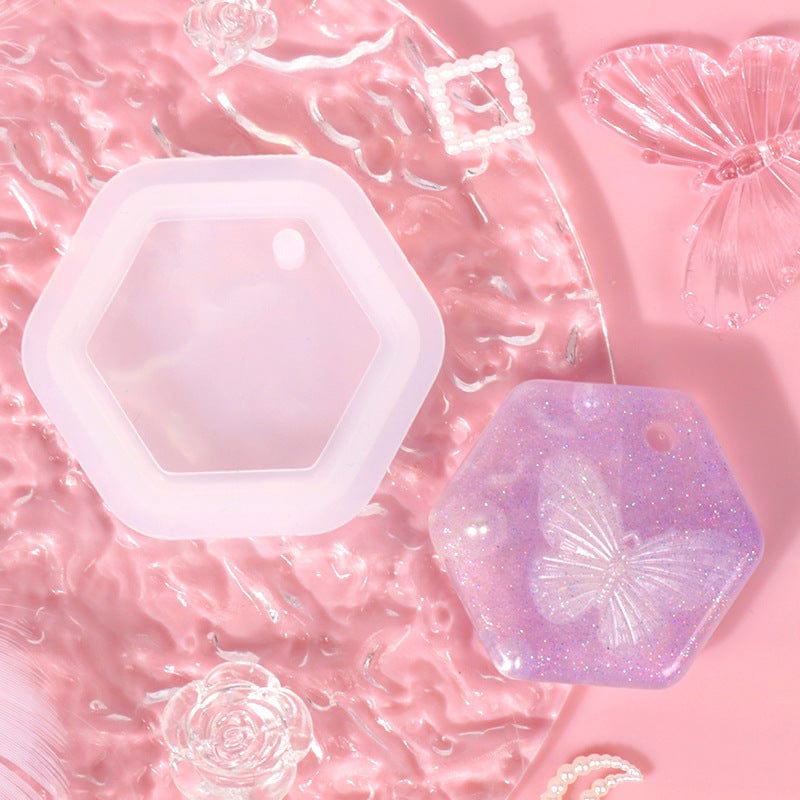 My Store Silicon Mould Hexagon Shape Keychain & Pendant Mould