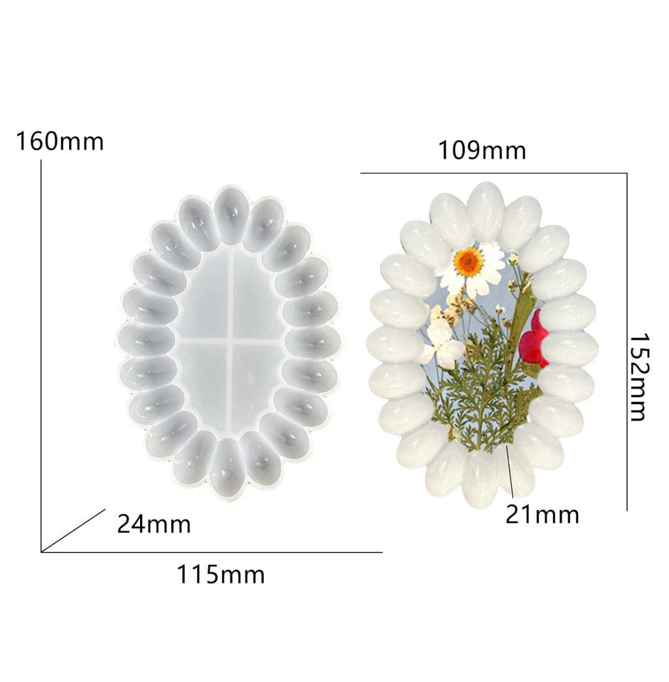 My Store Silicon Mould Oval Shape With Round Bubble Border Mould