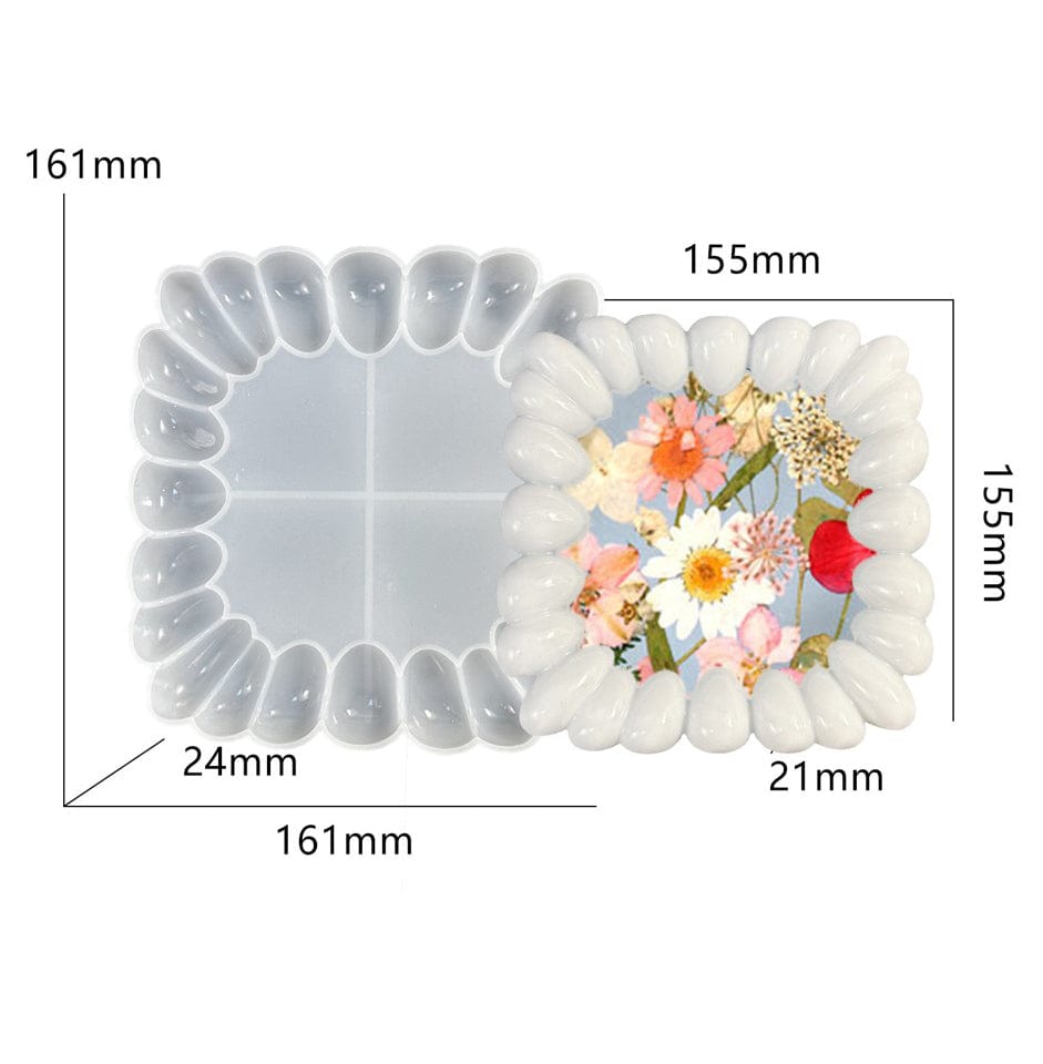 My Store Silicon Mould Square Shape With Round Bubble Border Mould