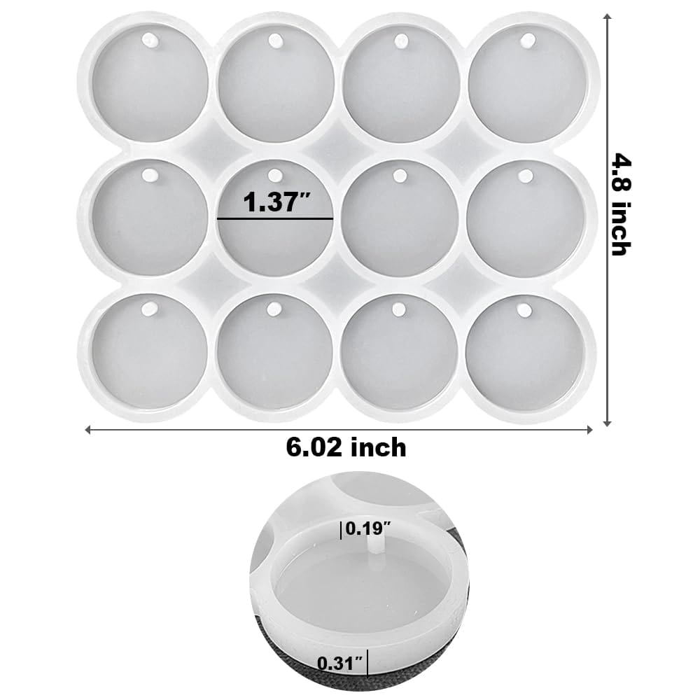 My Store Silicon Mould 12 Cavity Round Keychain & Pendant Mould