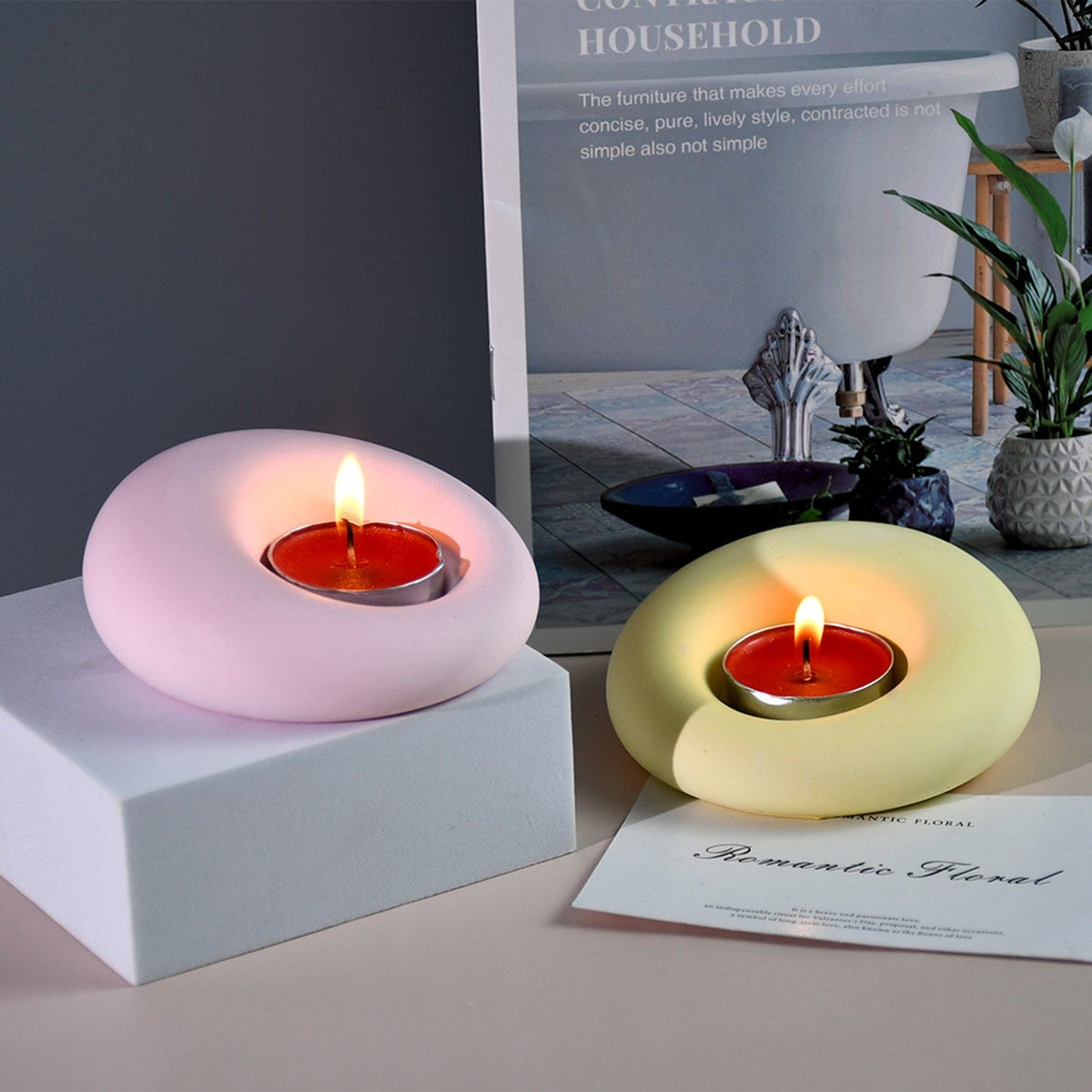 My Store Silicon Mould Unequal Circular Candle T-Light Holder Mould