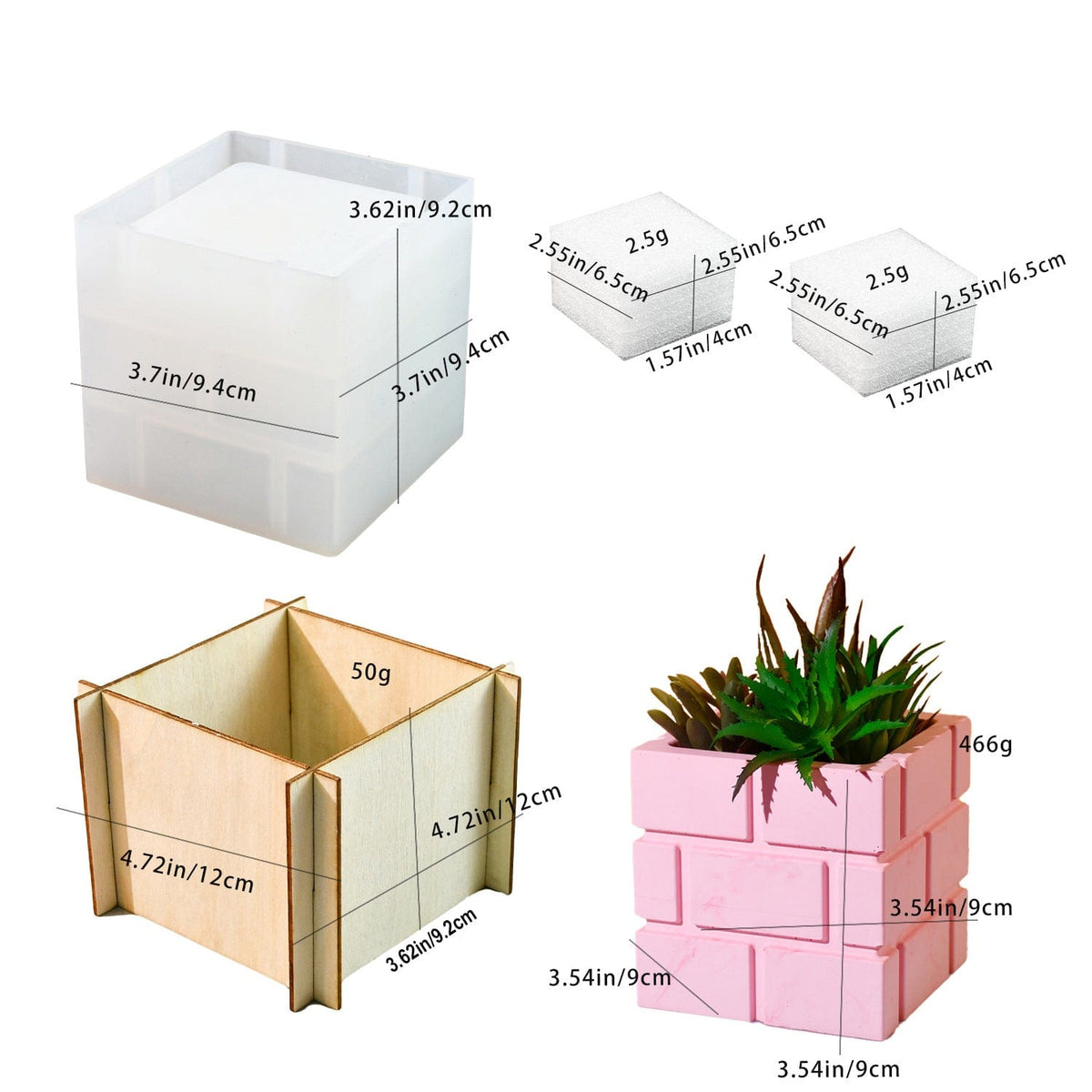 My Store Silicon Mould Square Brick Flower Pot Mould