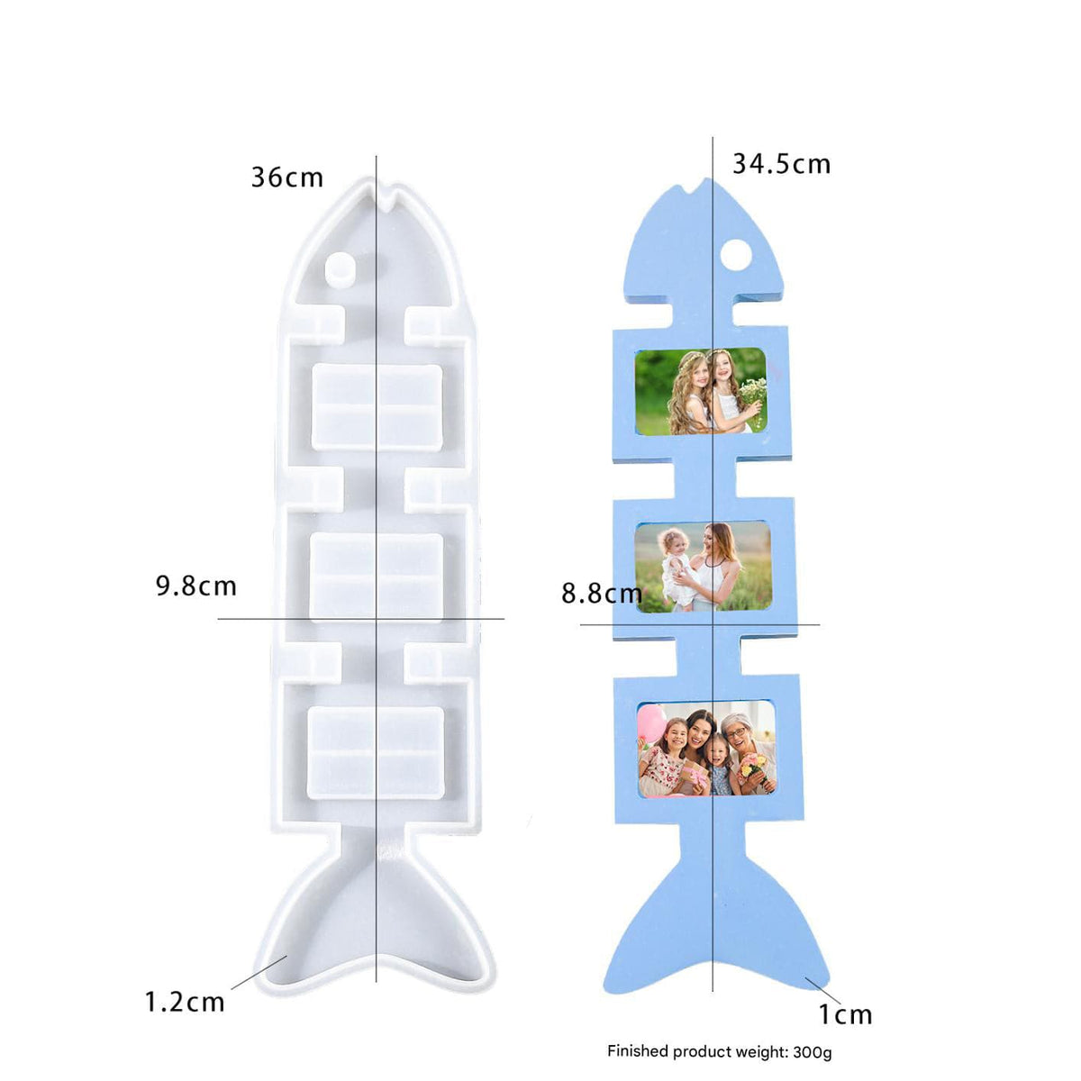 My Store Silicon Mould Fish Shape Triple Photo Frame Mould