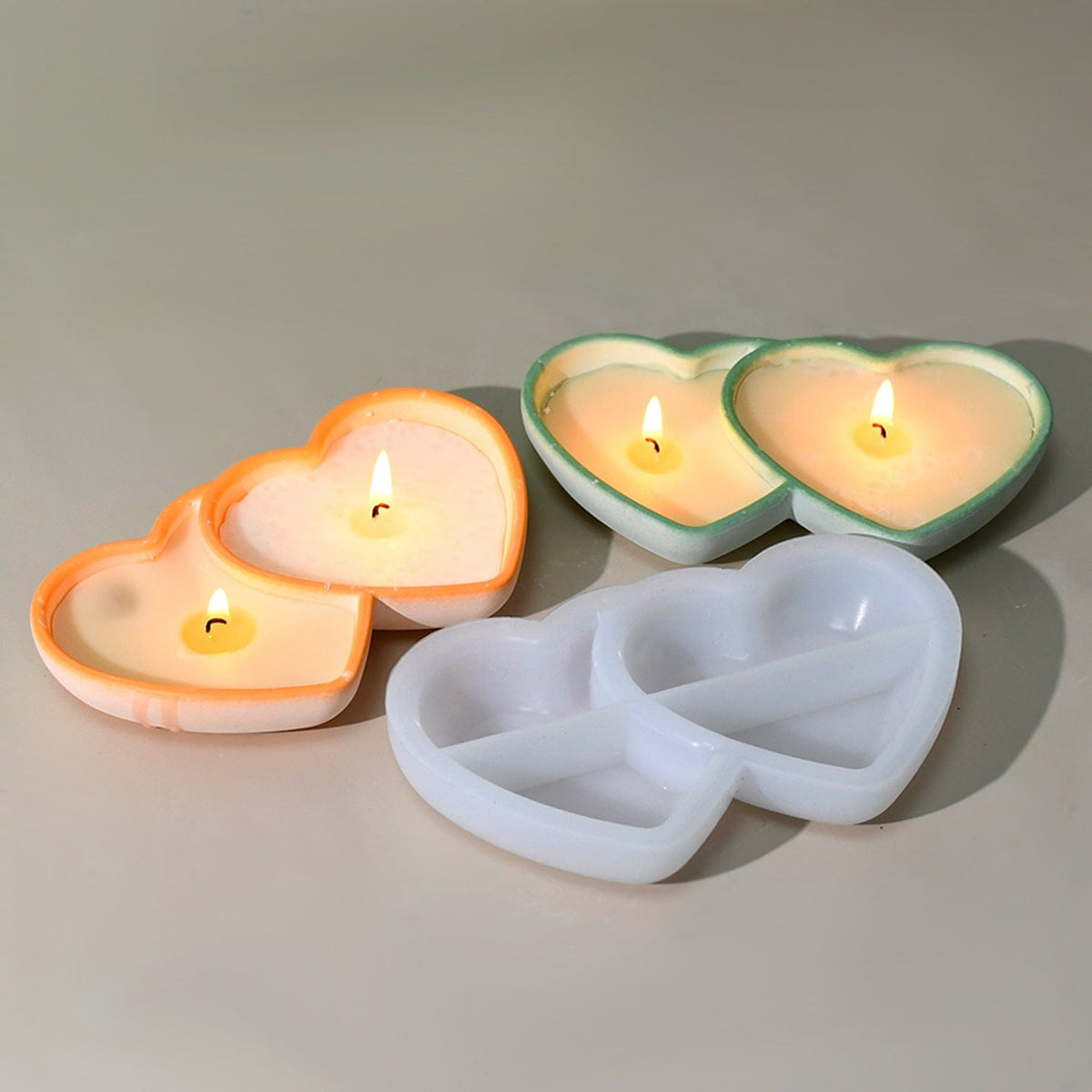 My Store Silicon Mould Double Heart Candle Cup Mould