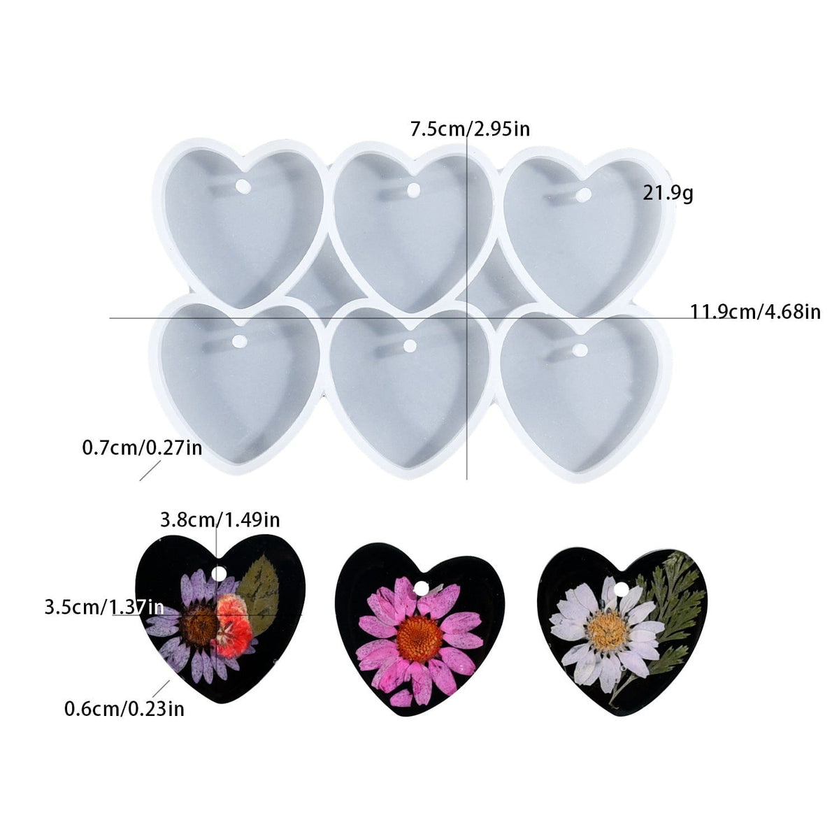 My Store Silicon Mould 6 Cavity Heart Keychain & Pendant Mould